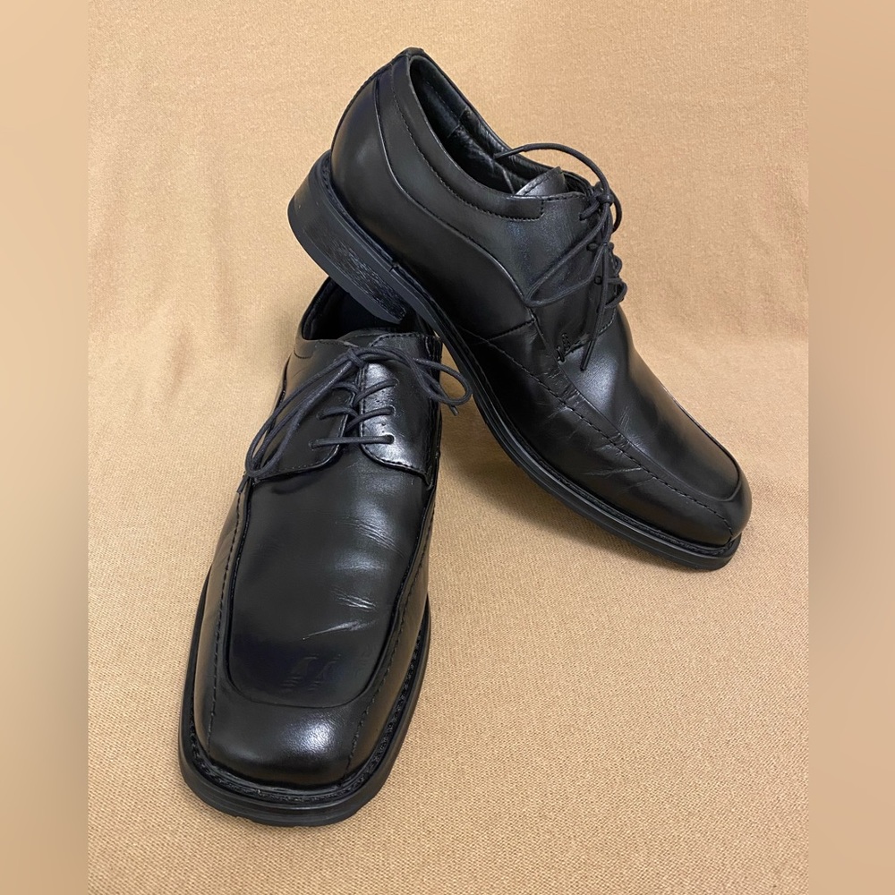 Florsheim Dress Cortland Moc Toe Oxford 18303 Black Leather Size 10-M PreOwned